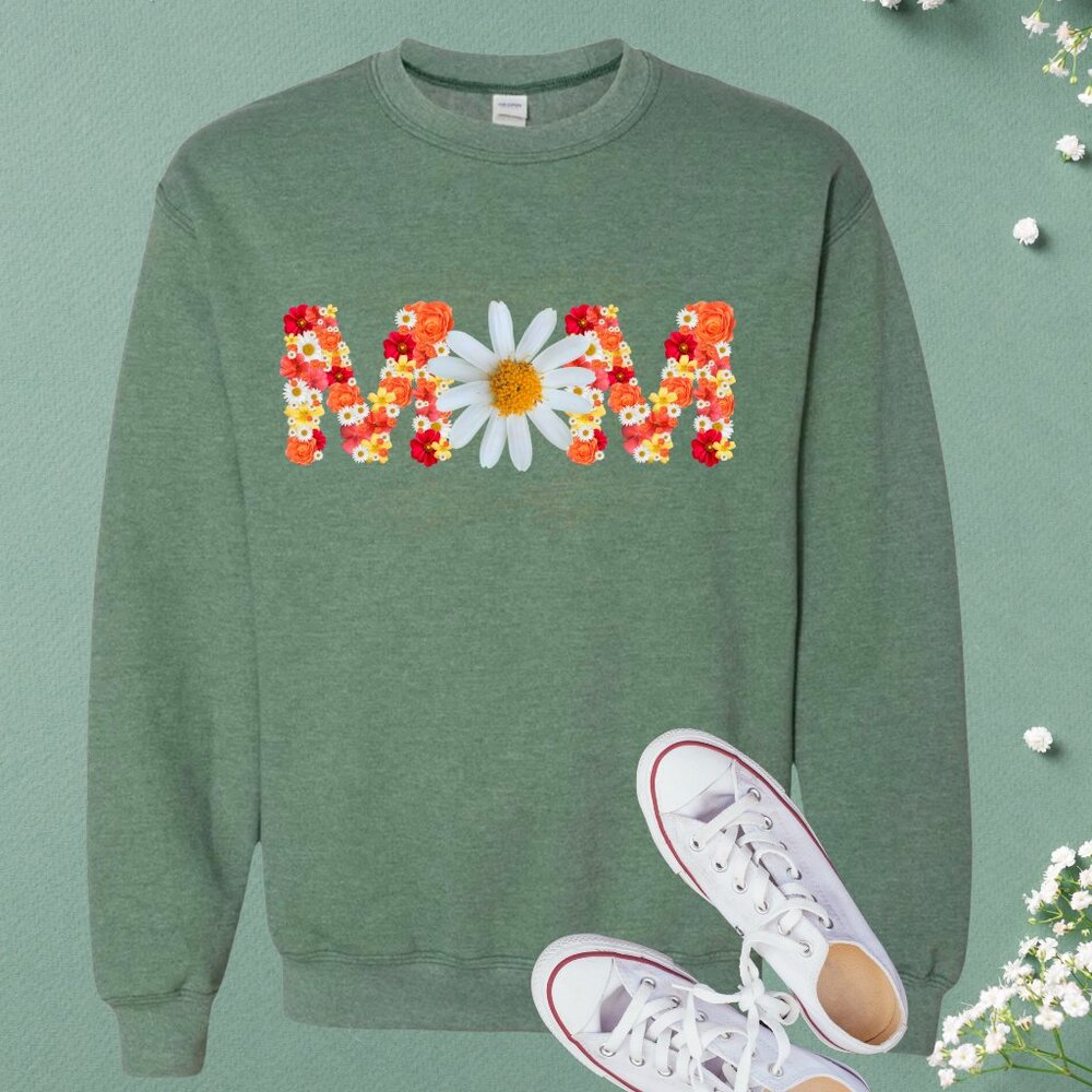 Daisy Floral Mom Sweatshirt Earthy Tones Mother's Day Gift